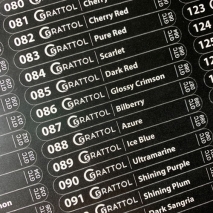 Наклейки с названием оттенка на веерную палитру Grattol