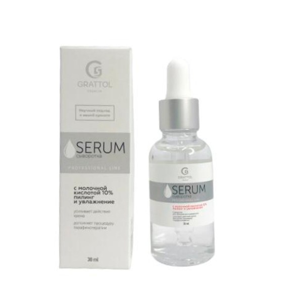 GRATTOL,-сыворотка-PREMIUM-SERUM,с-молочной-кислотой-10%,-пилинг-и-увлажнение,-30мл