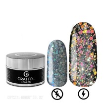 ( 15 мл ) Гель с светоотражающим крупным глиттером Grattol Gel Crystal Bright 02