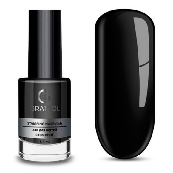 Лак для стемпинга Grattol 02 Black, 6,5 мл Лак для стемпинга Grattol 02 Black, 6,5 мл