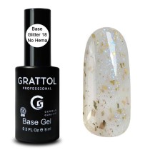 Glitter 18  9ml Каучуковая база для гель-лака Grattol Rubber Base Glitter No Hema