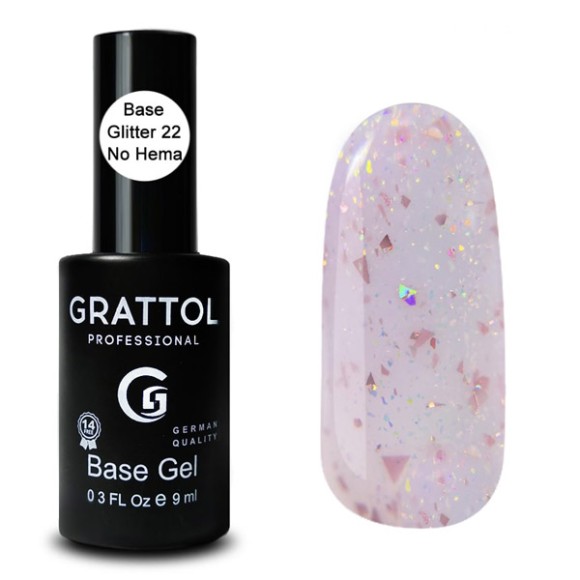 Glitter 22  9ml Каучуковая база для гель-лака Grattol Rubber Base Glitter No Hema Glitter 22  9ml Каучуковая база для гель-лака Grattol Rubber Base Glitter No Hema