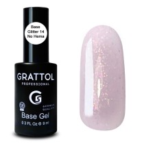 Glitter 14  9ml Каучуковая база для гель-лака Grattol Rubber Base Glitter No Hema