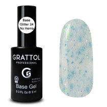 Glitter 24  9ml Каучуковая база для гель-лака Grattol Rubber Base Glitter No Hema