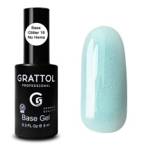Glitter 16  9ml Каучуковая база для гель-лака Grattol Rubber Base Glitter No Hema
