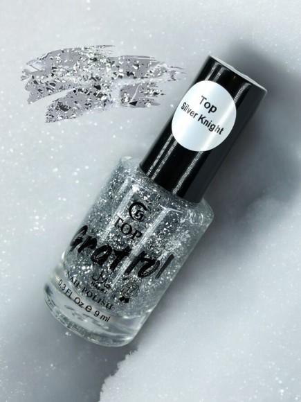 Топ для лака для ногтей с серебряно Silver Knight Топ для лака для ногтей с серебряно Silver Knight